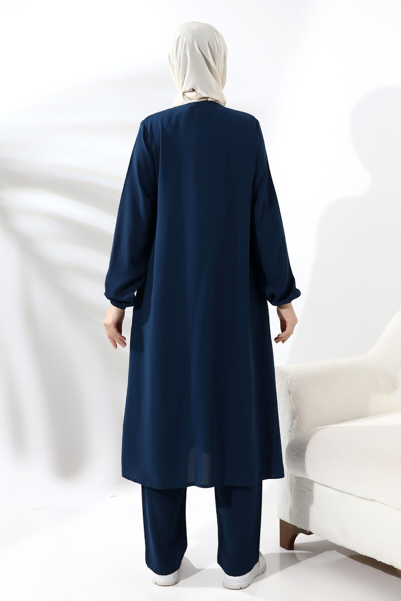 Women's Umrah and Hajj Dress Elite Fabric Navy Blue - 7