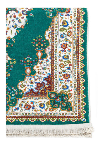 Woven Based Bamboo Carpet Prayer Rug - Green - 2