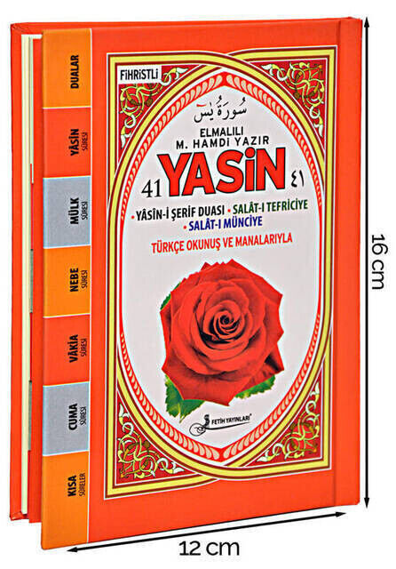 Yasini Şerif Book - Bag Size - 128 Pages - Hardcover - Pink Color - Fetih Publications - Mevlid Gift - 1