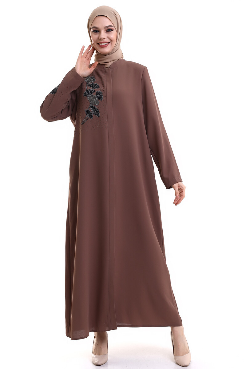 Zerenay Lale Stone Abaya 5319-23 Brown - 1