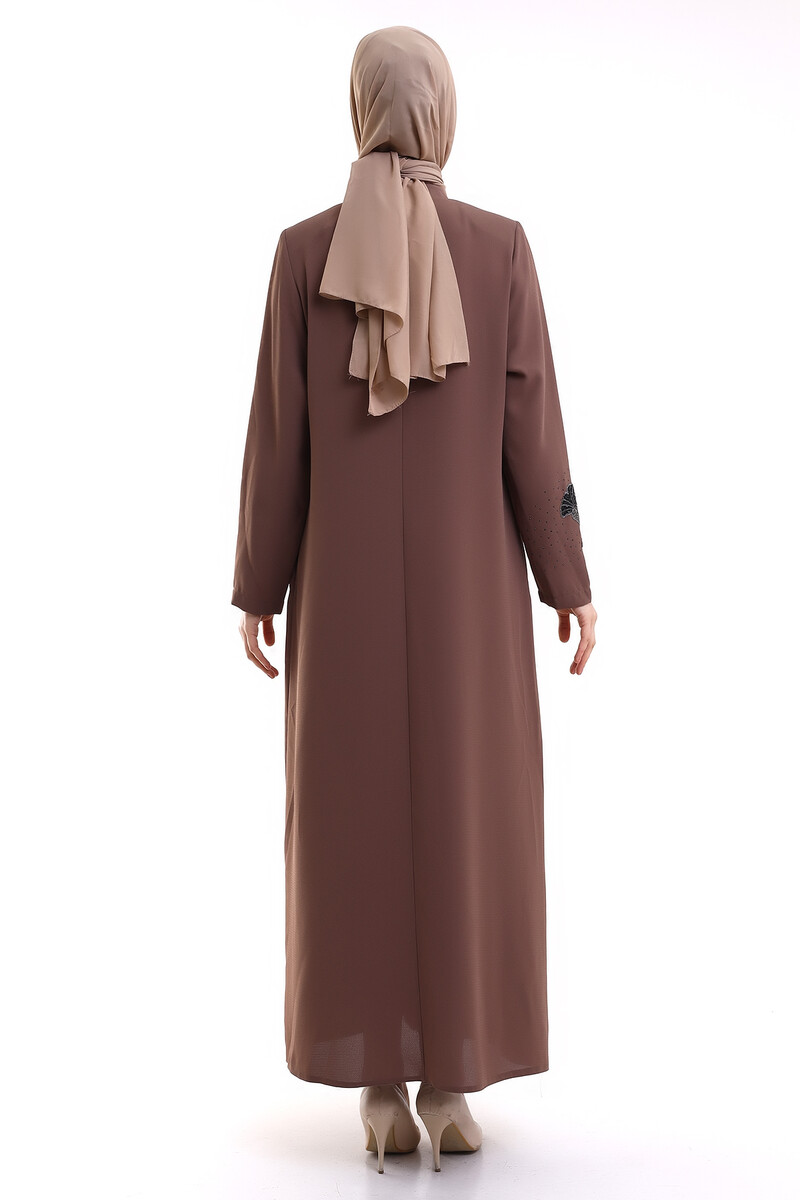 Zerenay Lale Stone Abaya 5319-23 Brown - 5